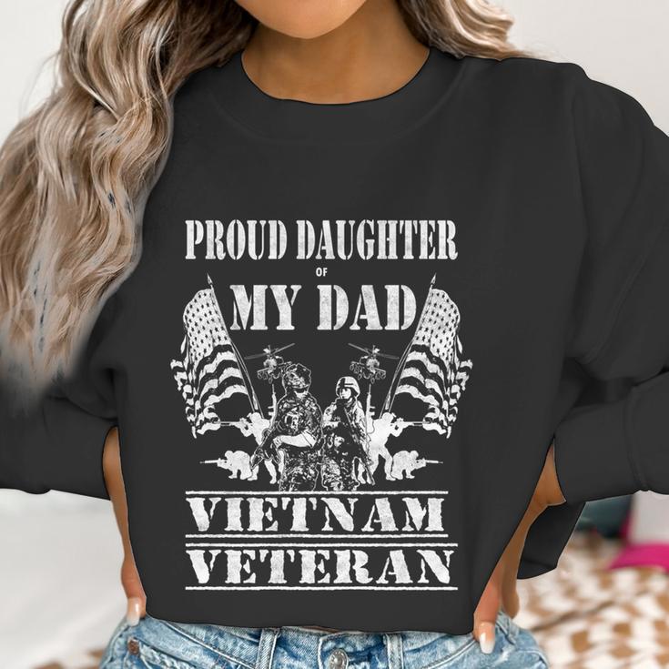 Distressed Proud Daughter Dad Vietnam Veteran Military Gift Graphic Design Printed Casual Daily Basic Women Sweatshirt Gifts for Women