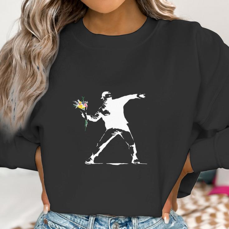 Flower Thrower White - Unofficial Banksy Women Sweatshirt Gifts for Women