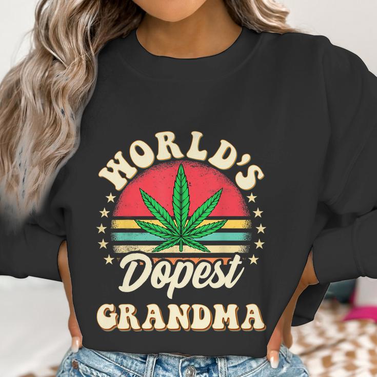 Funny 420 Weed Pot Vintage Matching Worlds Dopest Grandma Women Sweatshirt Gifts for Women