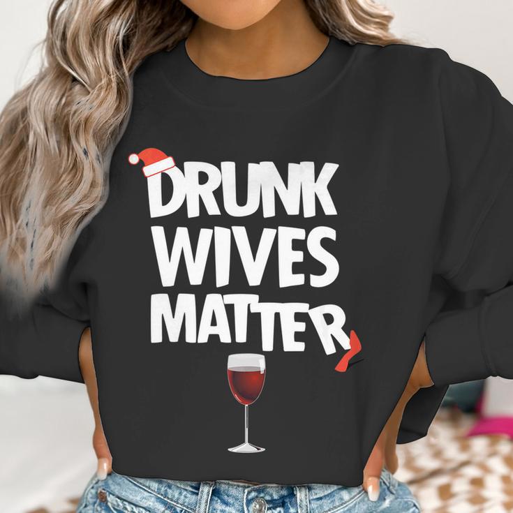 Funny Drunk Wives Matter Christmas Wife Drinking Wine Women Sweatshirt Gifts for Women