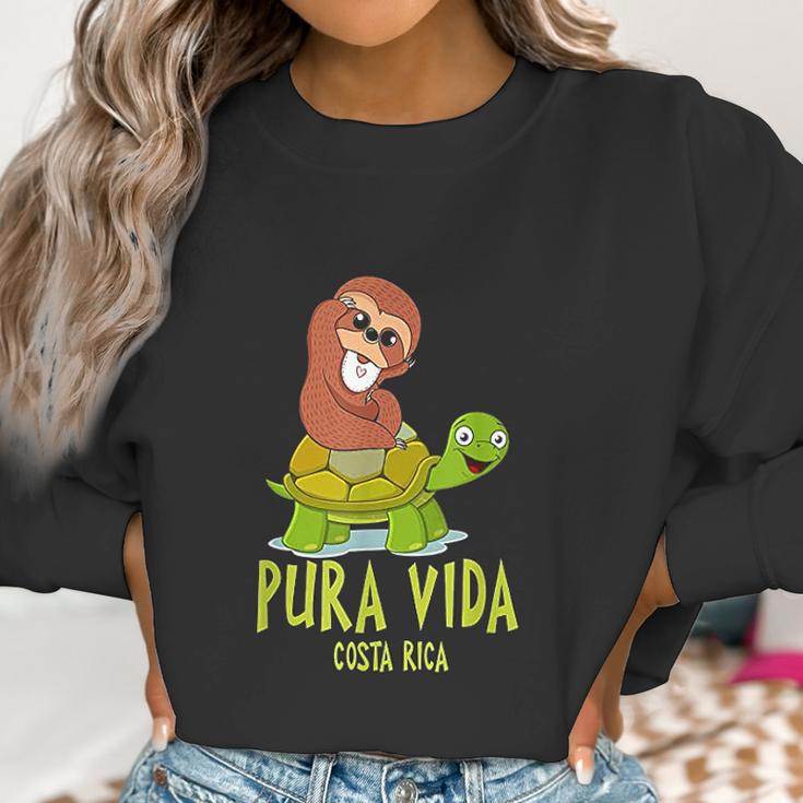 Funny Sloth Riding Turtle Pura Vida Costa Rica Women Sweatshirt Gifts for Women