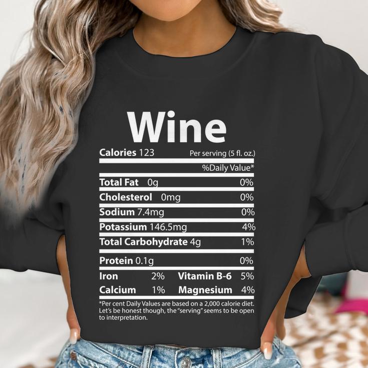 Funny Thanksgiving Wine Nutritional Values Women Sweatshirt Gifts for Women