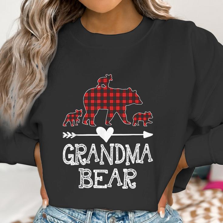 Grandma Bear Three Cubs Red Plaid Grandma Christmas Pajama Women Sweatshirt Gifts for Women