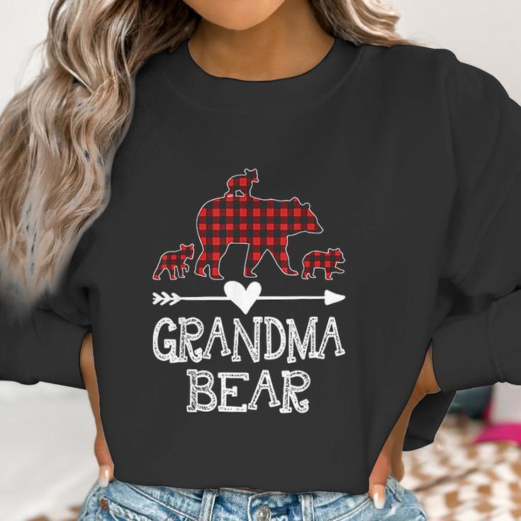 Grandma Bear Three Cubs Red Plaid Grandma Christmas Women Sweatshirt Gifts for Women