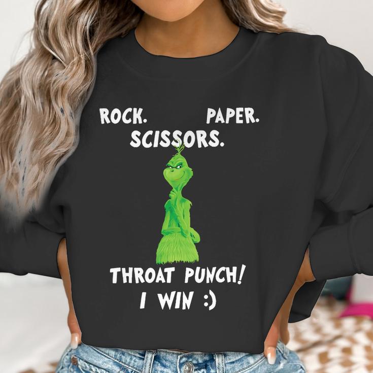 Grinch Funny Win Christmas Rock Paper Scissors Women Sweatshirt Gifts for Women