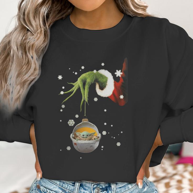 Grinch Hand Holding Baby Yoda Star Wars Christmas Shirt Women Sweatshirt Gifts for Women