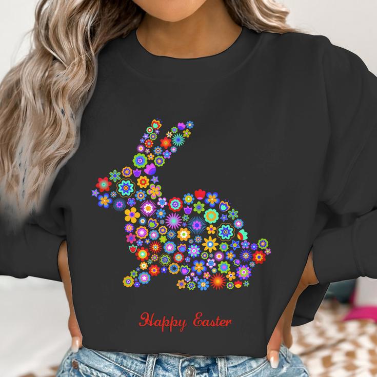 Happy Easter Bunny Rabbit Flowers Logo Women Sweatshirt Gifts for Women