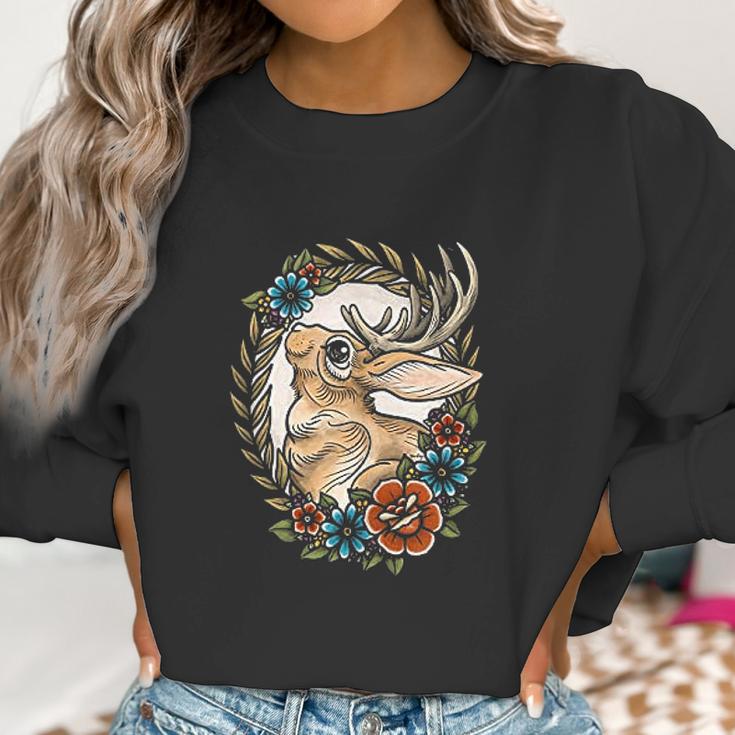 Jackalope With Flowers Women Sweatshirt Gifts for Women