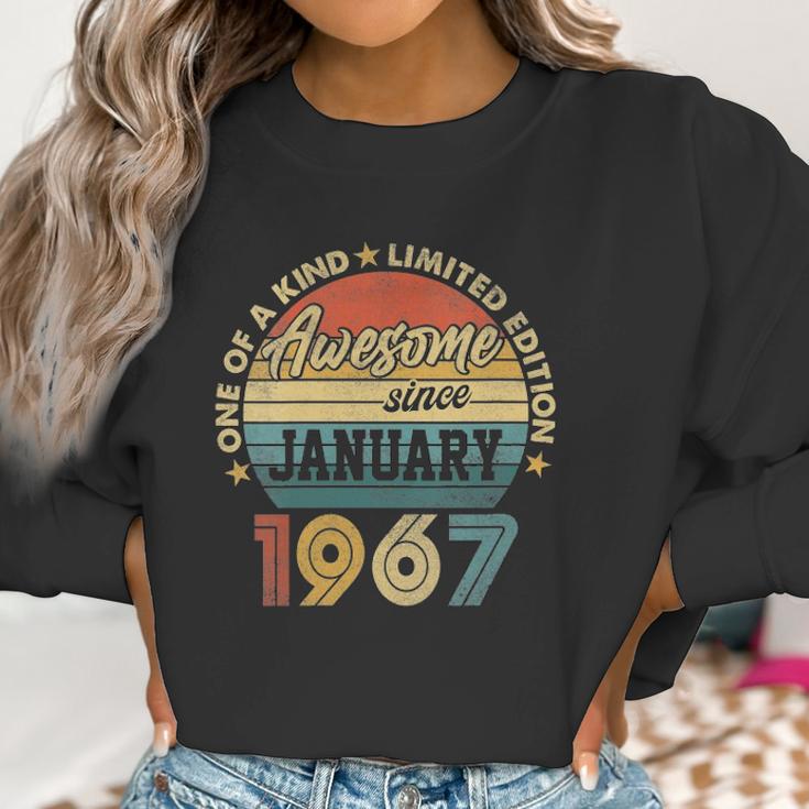 Womens January 1967 Vintage 55 Years Old Retro 55Th Birthday Gift V-Neck Women Sweatshirt Gifts for Women