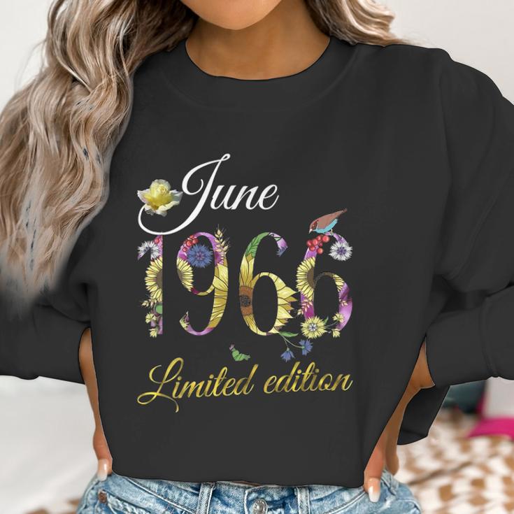 Womens June 1966 - 55 Years Old Sunflowers Floral 55Th Birthday Gift V-Neck Women Sweatshirt Gifts for Women