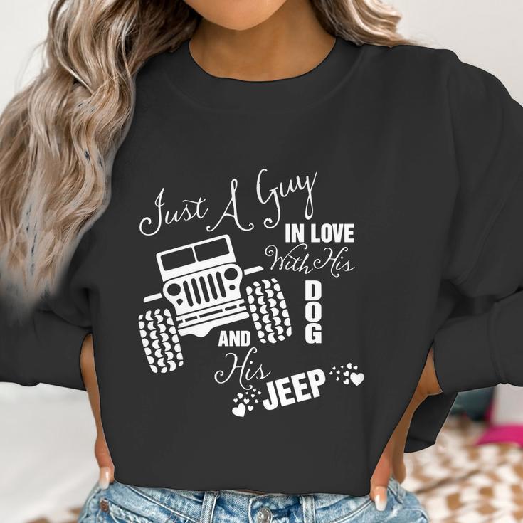 Just A Guy In Love With His Dog And His Jeep Men Women T-Shirt Graphic Print Casual Unisex Tee Women Sweatshirt Gifts for Women