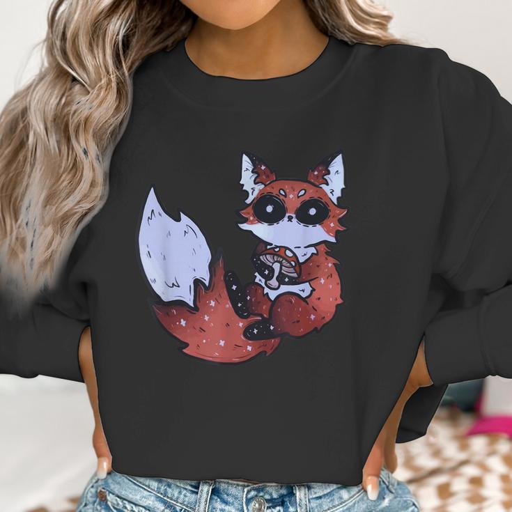 Kawaii Pastel Goth Art Cute Creepy Red Fox Fennec Grey Fox Men Women T-Shirt Graphic Print Casual Unisex Tee Women Sweatshirt Gifts for Women