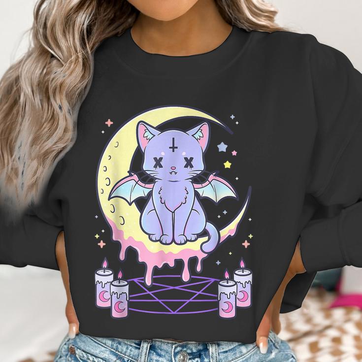 Kawaii Pastel Goth Cute Creepy Black Cat Men Women T-Shirt Graphic Print Casual Unisex Tee Women Sweatshirt Gifts for Women