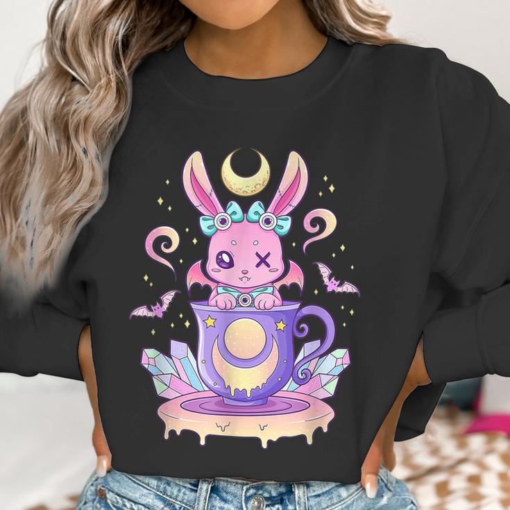 Kawaii Pastel Goth Cute Creepy Bunny In Teacup Men Women T-Shirt Graphic Print Casual Unisex Tee Women Sweatshirt Gifts for Women