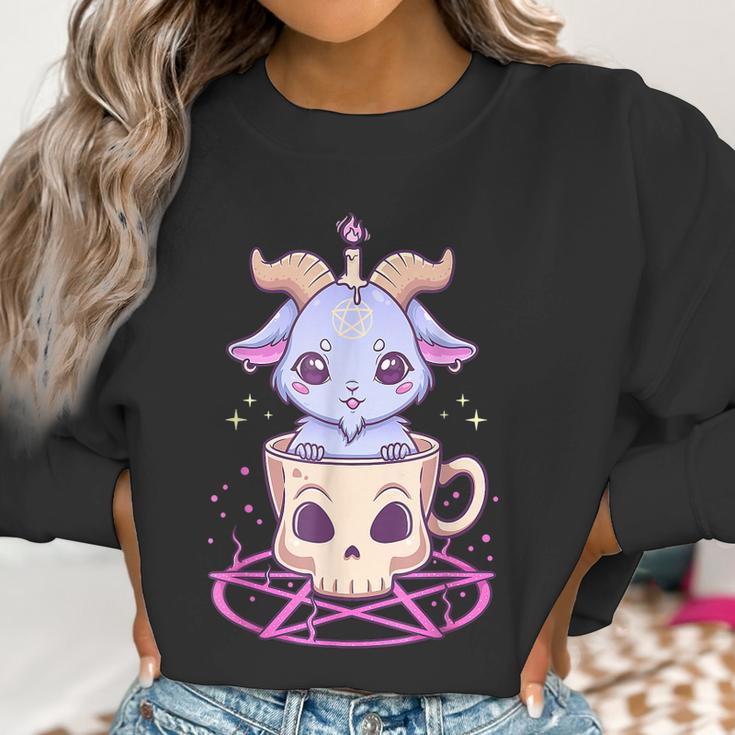 Kawaii Pastel Goth Cute Creepy Pentacle Baphomet Goat Men Women T-Shirt Graphic Print Casual Unisex Tee Women Sweatshirt Gifts for Women