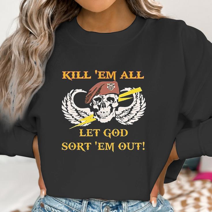 Kill Em All Let God Sort Em Out Skull Women Sweatshirt Gifts for Women