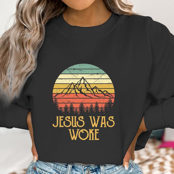 Liberal Democrat Jesus Was Woke Funny Christian Women Sweatshirt Gifts for Women