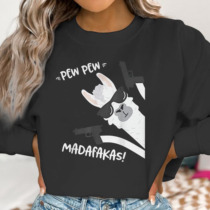 Llama Alpaca With Pistols Vintage Pewpewpew Madafakas Women Sweatshirt Gifts for Women