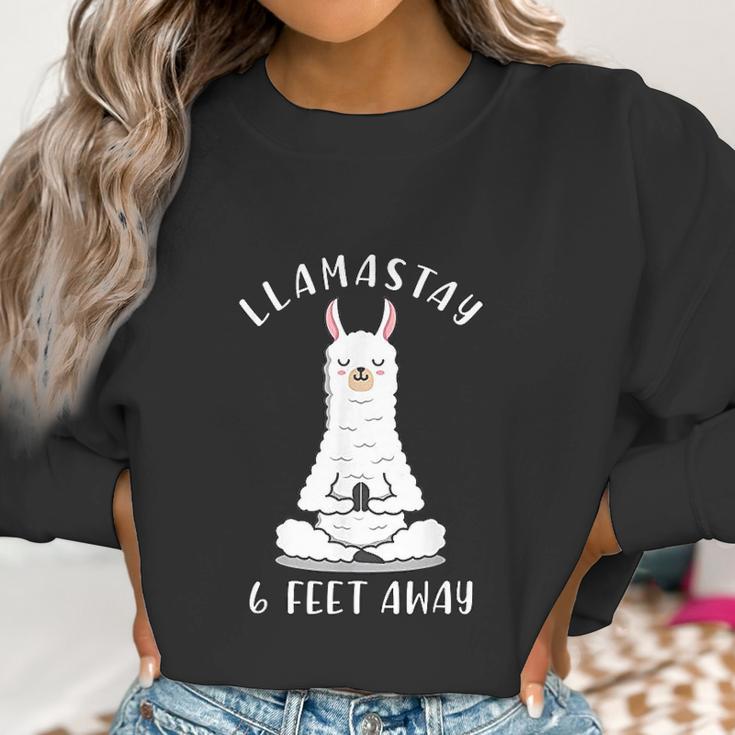 Llamastay 6 Feet Away Funny Social Distancing Llama Yoga Women Sweatshirt Gifts for Women