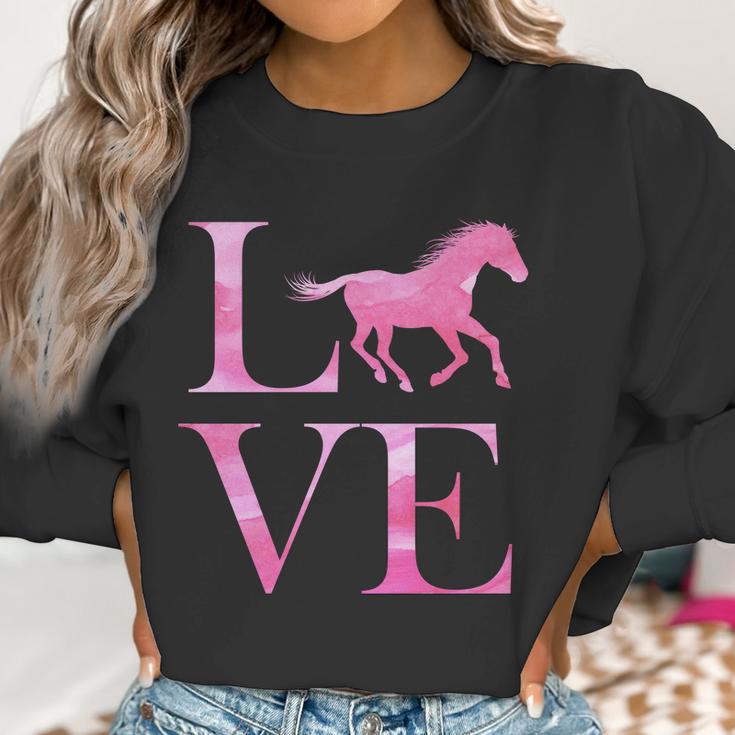 Love Horses Pink Logo Women Sweatshirt Gifts for Women