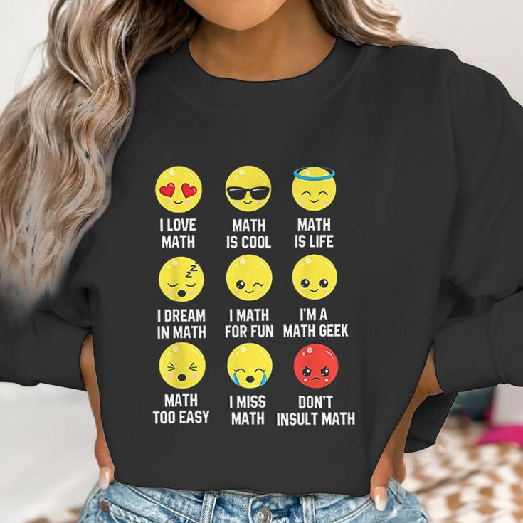 I Love Math Emoji Emoticons Teacher Mathletes Graphic Women Sweatshirt Gifts for Women