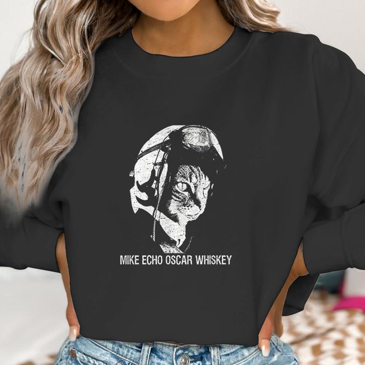 Mike Echo Oscar Whiskey Meow Flying Cat Women Sweatshirt Gifts for Women