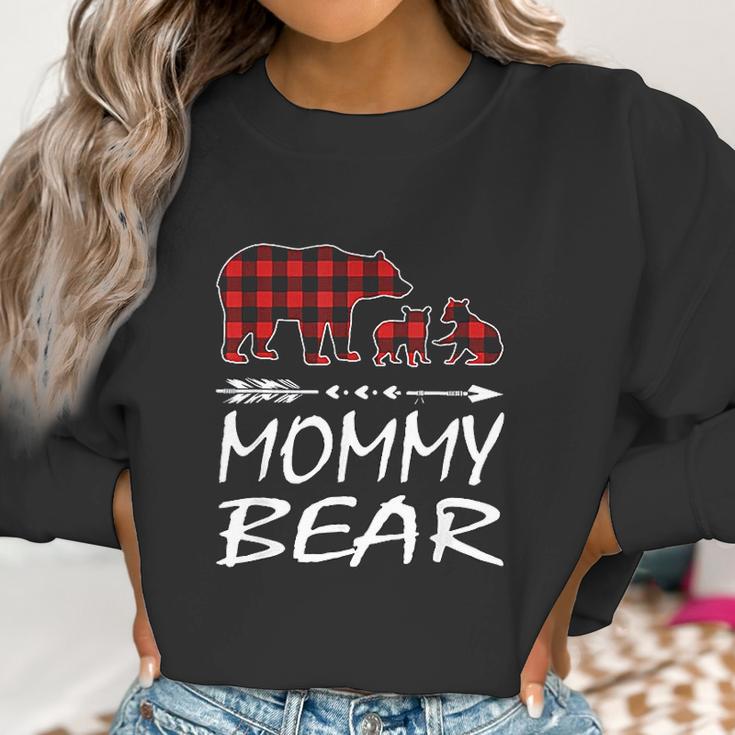 Mommy Bear Two Cubs Red Plaid Christmas Pajama Women Sweatshirt Gifts for Women