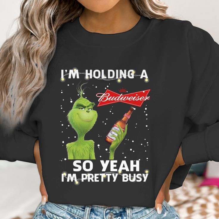 Official Christmas Sweater Im Holding A Budweiser Grinch Funny Beer Xmas Shirt Va11 Women Sweatshirt Gifts for Women