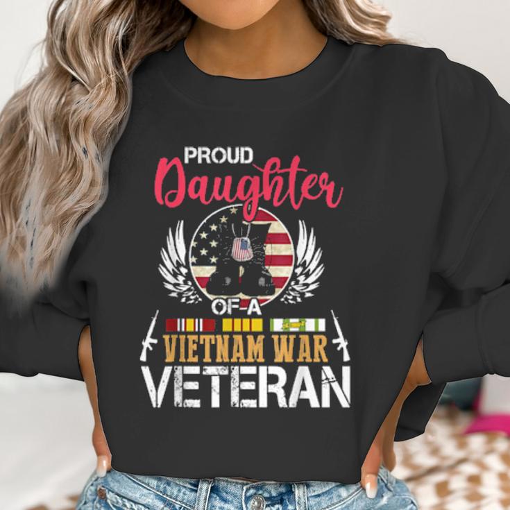 Proud Daughter Vietnam War Veteran American Flag Military Women Sweatshirt Gifts for Women