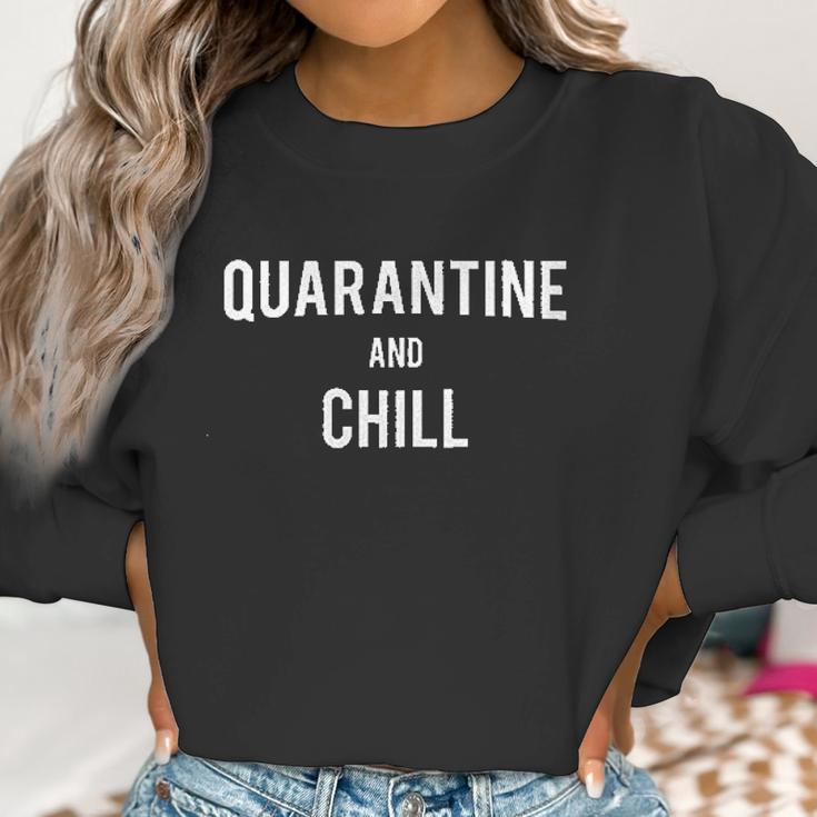 Womens Quarantine & Chill Social Distancing V-Neck Women Sweatshirt Gifts for Women