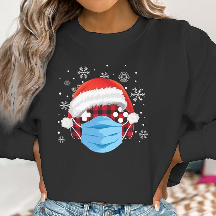 Quarantine Christmas Gamer Face Mask Plaid Video Game Lover Women Sweatshirt Gifts for Women