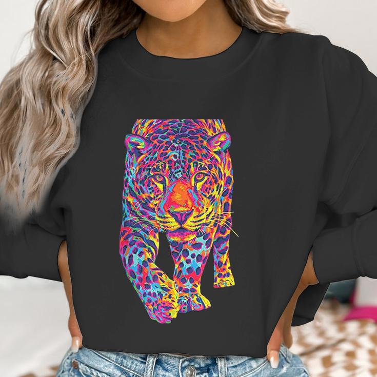 Rainbow Jaguar Abstract Colorful Cat Lover Women Sweatshirt Gifts for Women