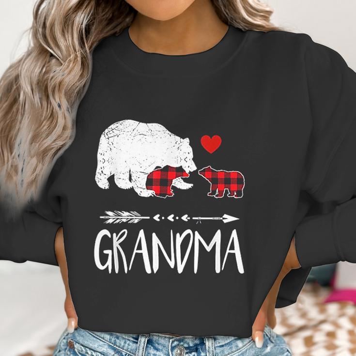 Red Plaid Grandma Bear Two Cubs Matching Buffalo Pajama Xmas Women Sweatshirt Gifts for Women