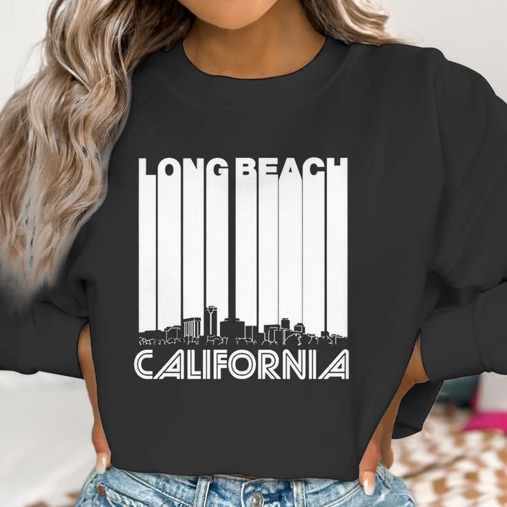 Retro Long Beach California Skyline Womens Tshirt By American Apparel Women Sweatshirt Gifts for Women