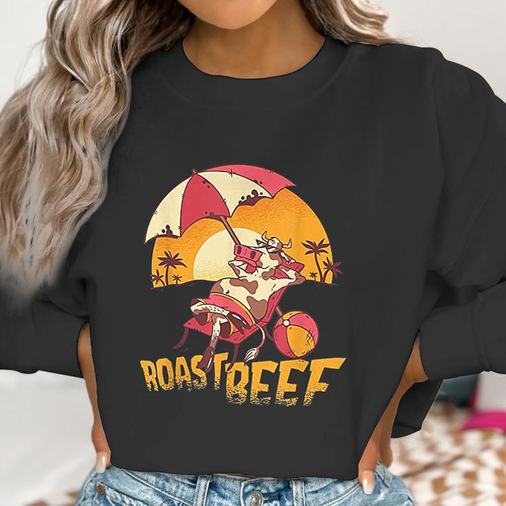 Roast Beef Funny Cow Sunbathing On The Beach Women Sweatshirt Gifts for Women