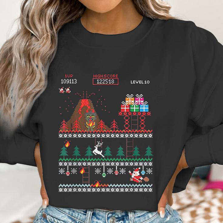 Santa Vs Krampus Pixel Art 8-Bit Christmas Women Sweatshirt Gifts for Women