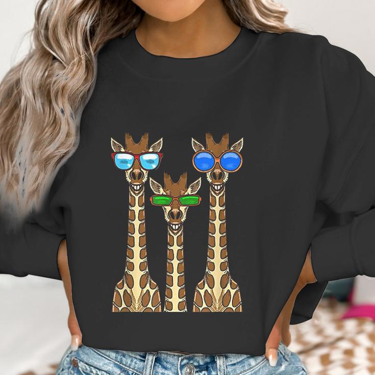 Smiling Giraffes Wearing Sunglasses Women Sweatshirt Gifts for Women