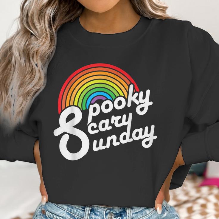 Spooky Scary Sunday Trendy Retro Rainbow Women Sweatshirt Gifts for Women