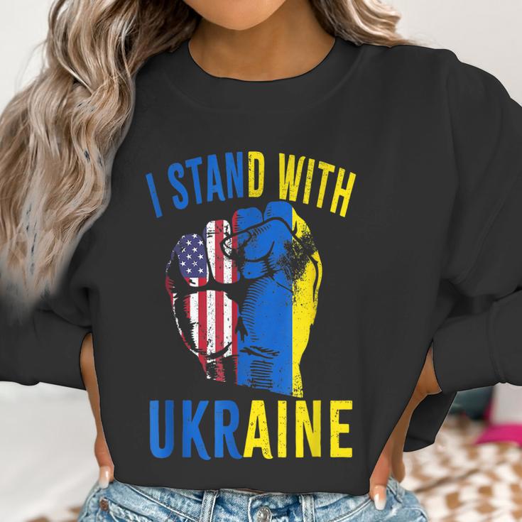 I Stand With Ukraine Flag American Flag Support Ukraine Men Women T-Shirt Graphic Print Casual Unisex Tee Women Sweatshirt Gifts for Women