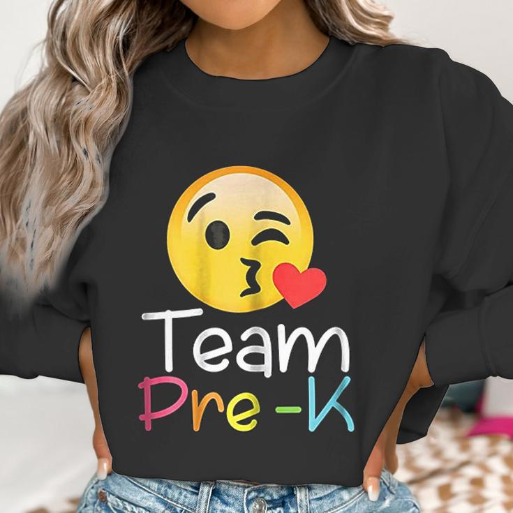 Team Pre K Teacher Emoji Hearts Love Back To School Women Sweatshirt Gifts for Women