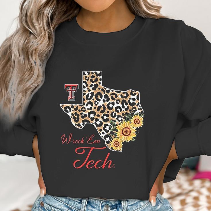 Texas Tech Red Raiders Leopard State Map Sunflower Women Sweatshirt Gifts for Women