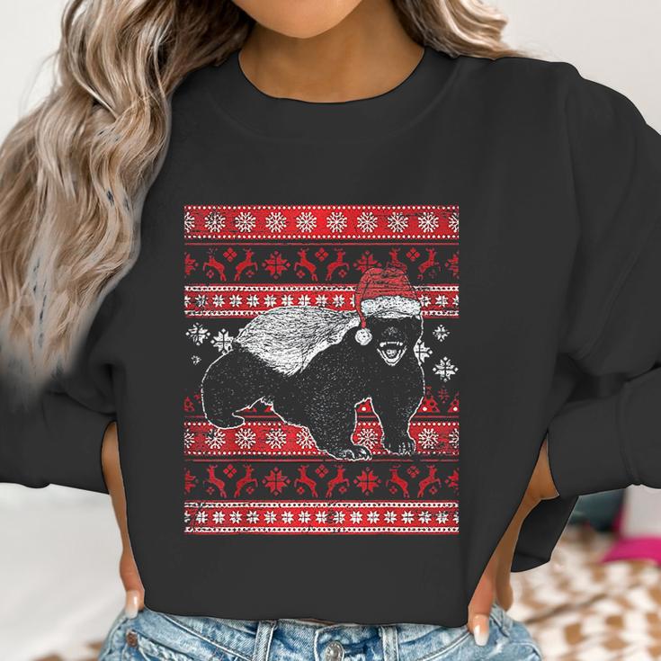 Ugly Christmas Honey Badger Women Sweatshirt Gifts for Women