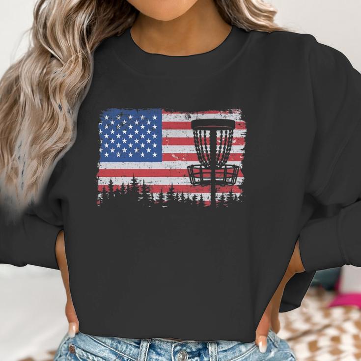 Us American Flag Disc Golf Basket Frisbee Vintage Disc Golf Women Sweatshirt Gifts for Women