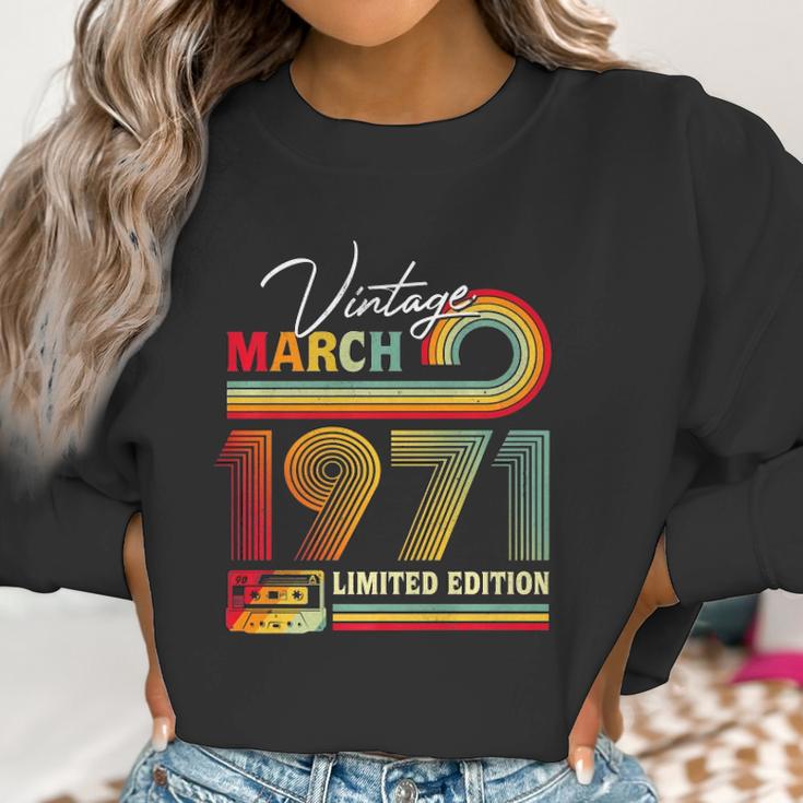 Vintage March 1971 50Th Birthday Gifts Cassette Tape Retro Women Sweatshirt Gifts for Women