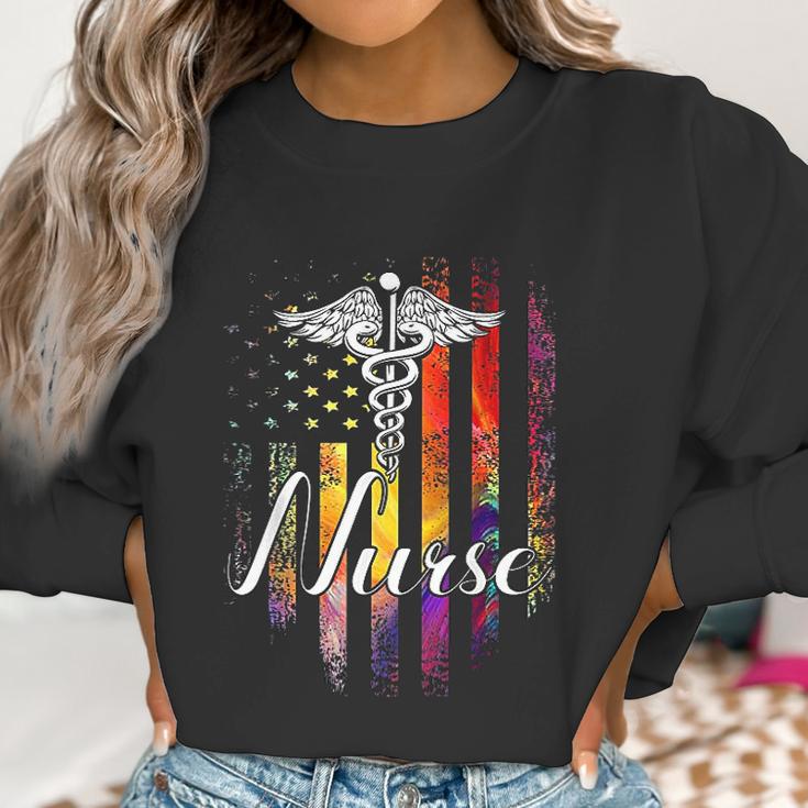 Vintage Nurse American Usa Flag Color Nurse Pharmacy Gift Women Sweatshirt Gifts for Women