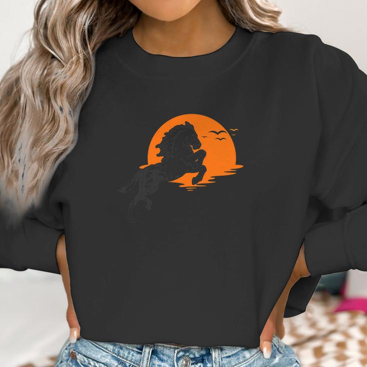 Wild Black Horse Stallion Cute Sunset Horse Lover Women Sweatshirt Gifts for Women