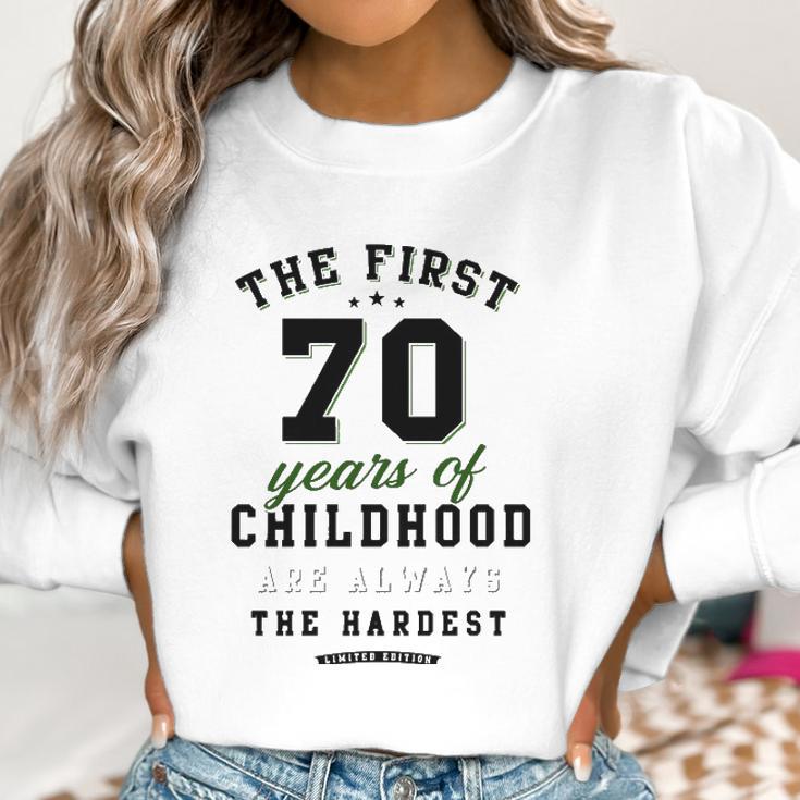 70Th Birthday Funny Gift Life Begins At Age 70 Years Old Women Sweatshirt Gifts for Women