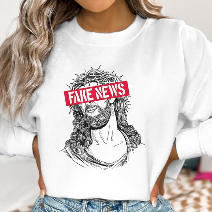 Blackcraft Antichrist Jesus Fake News Skeptic Atheist Women Sweatshirt Gifts for Women