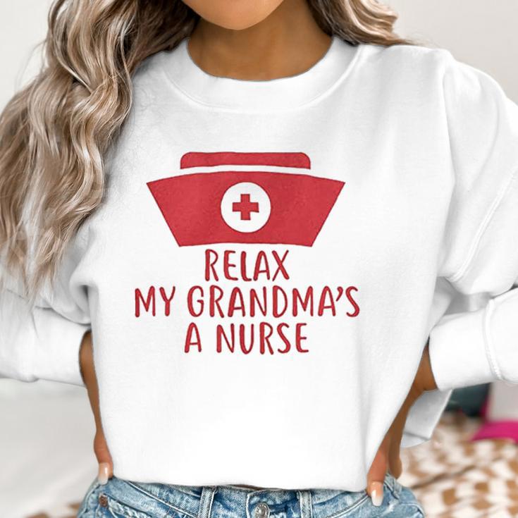 Brisco Brands Relax My Grandma Is A Nurse Newborn Baby Boy Girl Romper Women Sweatshirt Gifts for Women