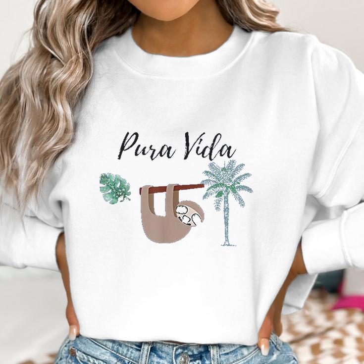 Costa Rica Pura Vida Sloth Palm Tree Women Sweatshirt Gifts for Women